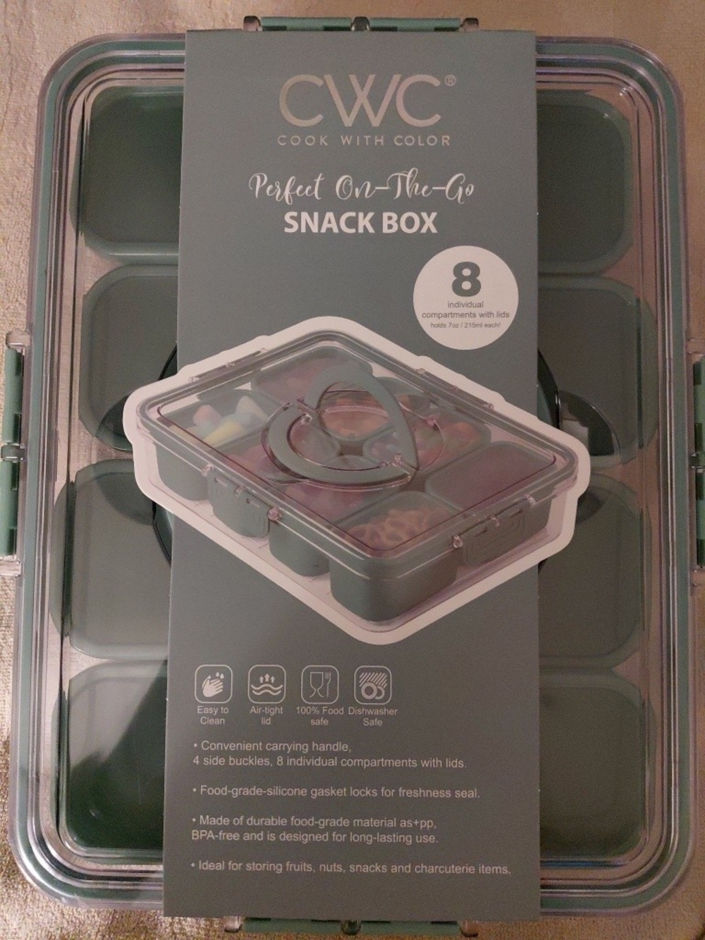 Snack Box CWC Cook With Color 8 Individual Compartments With Lids 2-pack - Picture 8 of 11